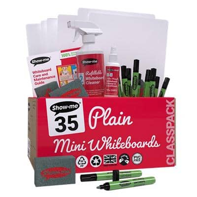 Show-me A4 Plain Mini Whiteboard Classroom Set Pack of 107