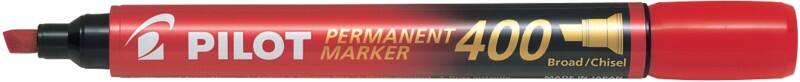 Pilot 400 Permanent Marker Broad Chisel  - 4 mm Red Non Refillable Pack of 12