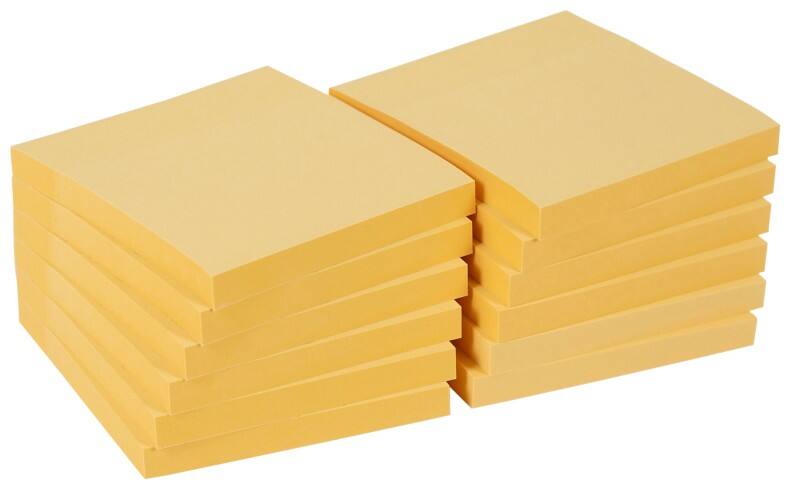 Viking Extra Sticky Notes 76 x 76 mm Pastel Yellow Square 12 Pads of 90 Sheets