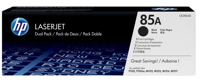 HP 85A Original Toner Cartridge CE285AD Black Pack of 2 Duopack