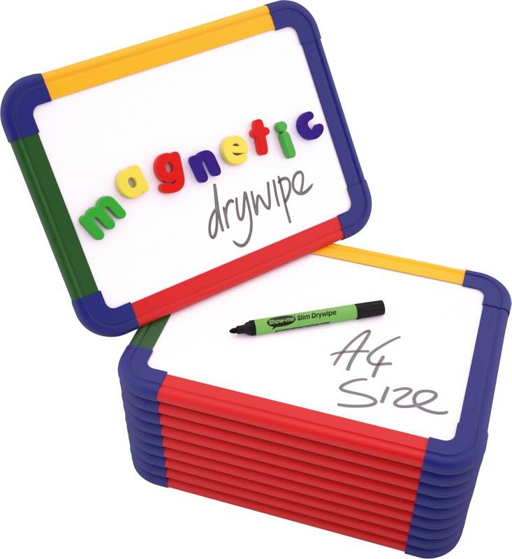 Show-me Whiteboard Magnetic Lacquered Steel Double Sided Pack of 10