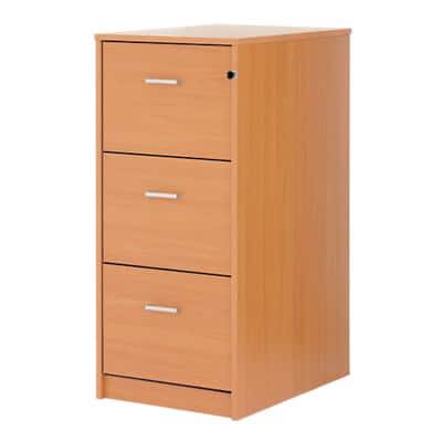 Filing Cabinet with 3 Lockable Drawers 476 x 598 x 1008 mm Beech