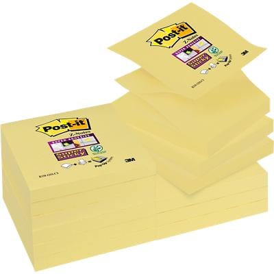 Post-it Super Sticky Z-Notes 76 x 76 mm Yellow Pack of 12 of 90 notes