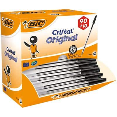 BIC Cristal Original Ballpoint Pen Black Medium 0.4 mm Pack of 100