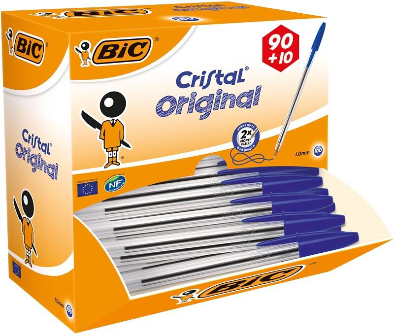 BIC Cristal Original Ballpoint Pen Blue 0.4 mm Medium Ballpoint Pack of 100