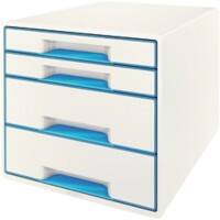 Leitz WOW Cube Desk Drawer Filing Unit Dual Colour 4 Drawers A4 White, Blue 28.7 x 27 x 36.3 cm