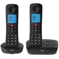 BT Essential Cordless Telephone 90658 Black Twin Handset