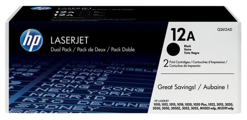 HP 12A Original Toner Cartridge Q2612AD Black Pack of 2 Duopack