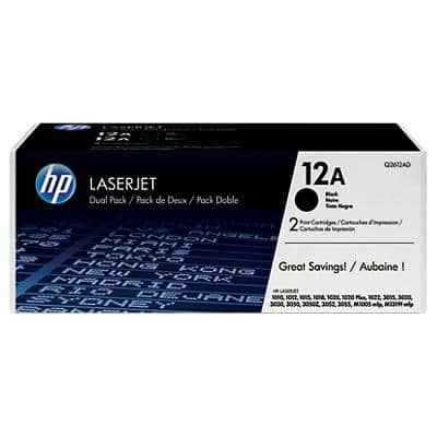 HP 12A Original Toner Cartridge Q2612AD Black Pack of 2 Duopack