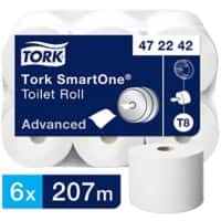 Tork SmartOne 472242 Toilet Rolls T8, Advanced, 2-Ply, White, 6 Rolls of 1150 Sheets