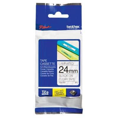 Brother TZe-151 Authentic Label Tape Self Adhesive Black Print on Clear 24 mm  x 8m