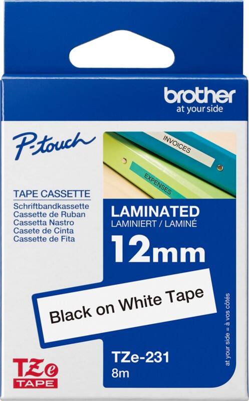 Brother P-touch Labelling Tape Authentic TZe-231 Adhesive Black on White 12 mm x 8 m