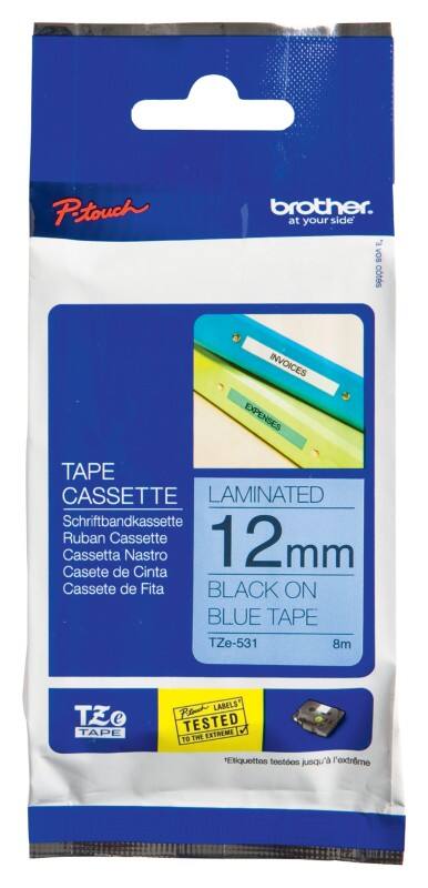 Brother P-touch Labelling Tape Authentic TZe-531 Adhesive Black on Blue 12 mm x 8 m