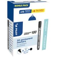 Pilot 100 Permanent Marker Fine Bullet 1 mm Black Non Refillable Pack of 20