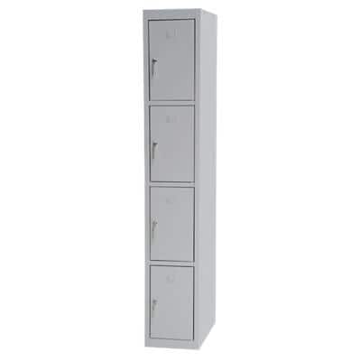Realspace Sheet Metal Locker Base Unit with 4 Doors Key Lock 180 x 30 x 50 cm Grey