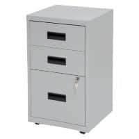 Realspace Pedestal with 3 Lockable Drawers Metal 400 x 400 x 660mm Grey