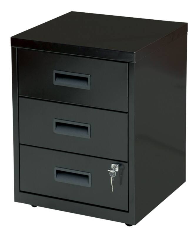 Viking Realspace Pedestal with 3 Lockable Drawers Metal 400 x 400 x 510mm Black