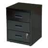 Realspace Pedestal with 3 Lockable Drawers Metal 400 x 400 x 510mm Black