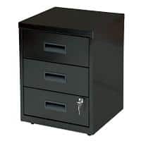 Realspace Pedestal with 3 Lockable Drawers Metal 400 x 400 x 510mm Black