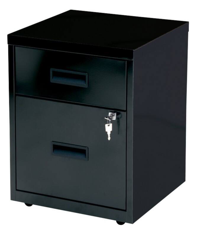 Viking Realspace Pedestal with 2 Lockable Drawers Metal 400 x 400 x 510mm Black