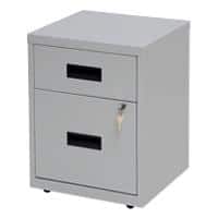 Realspace Pedestal with 2 Lockable Drawers Metal 400 x 400 x 510mm Grey