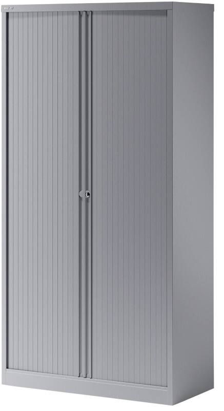 Bisley Tambour Cupboard Steel 4 Shelves Lockable 1,000 x 470 x 1,985 mm Silver