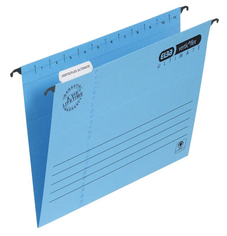 ELBA Vertical Suspension File Verticflex Ultimate Foolscap V Base 240 gsm Blue Paper Pack of 25