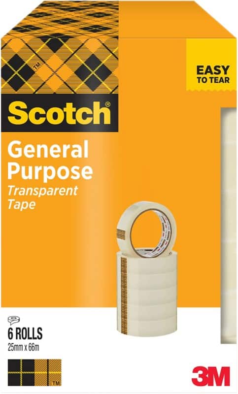 Scotch Office Tape Scotch Crystal Clear 508 Transparent 25 mm (W) x 66 m (L) PP (Polypropylene) Pack of 6