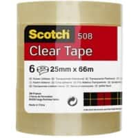 Scotch Office Tape Scotch Crystal Clear Transparent 25 mm (W) x 66 m (L) PP (Polypropylene)  Pack of 6