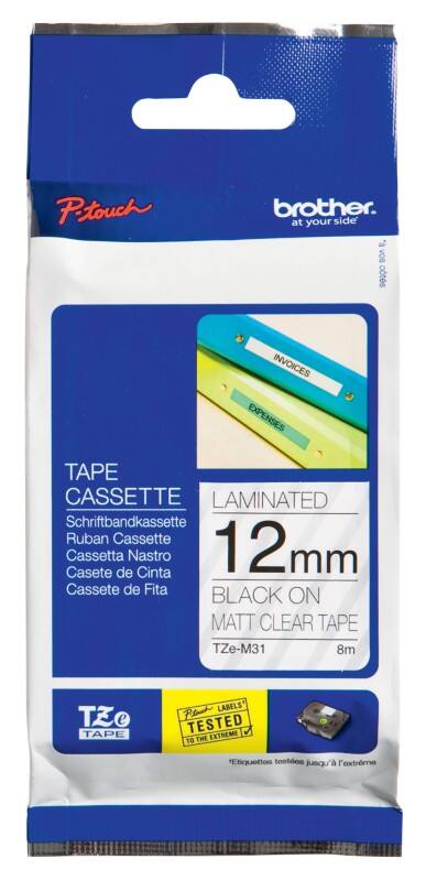 Brother Labels TZe-M31 Black on Transparent 12 mm x 8 m