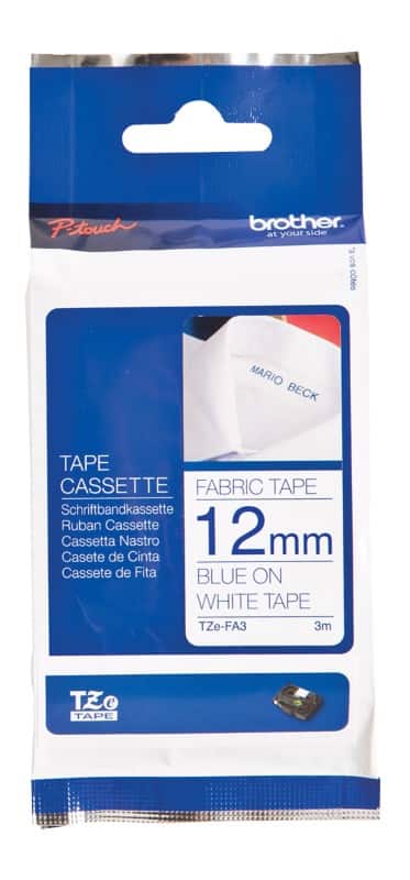 Brother Label Roll TZe-FA3 Blue on White 12 mm x 3 m