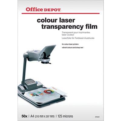 Office Depot Transparency Film 125 Microns A4 Clear 21 x 29.7 cm Transparent Pack of 50