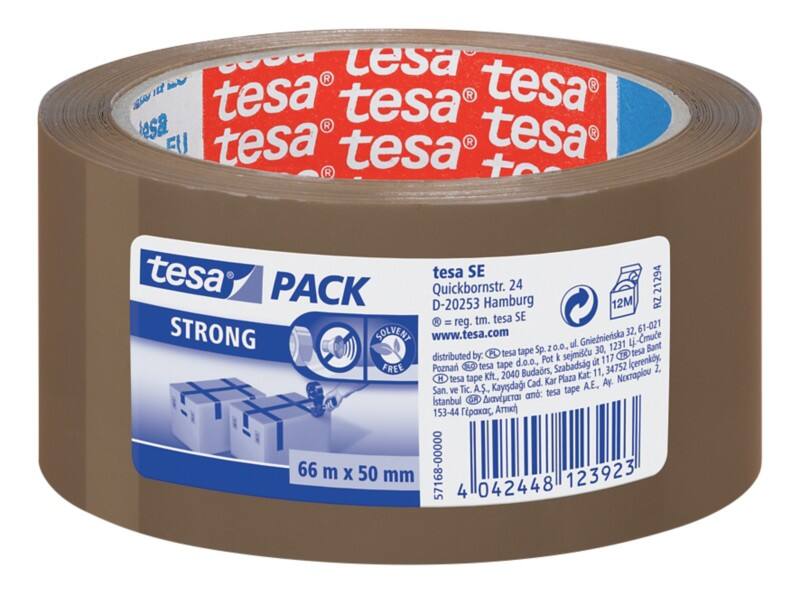 tesa Packaging Tape tesapack Strong Brown 50 mm (W) x 66 m (L) Plastic 57168