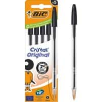 BIC Cristal Original Ballpoint Pen Medium 0.4 mm Black Pack of 5