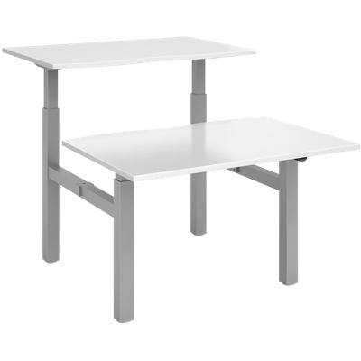 Elev8² Sit Stand Back to Back Desk with White Melamine Top and Silver Frame 4 Legs Mono 1650 x 1200 x 675 - 1175 mm