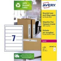 Avery 100% Recycled Spine Labels for Narrow Files LR4760 White 100 Sheets of 7 Labels