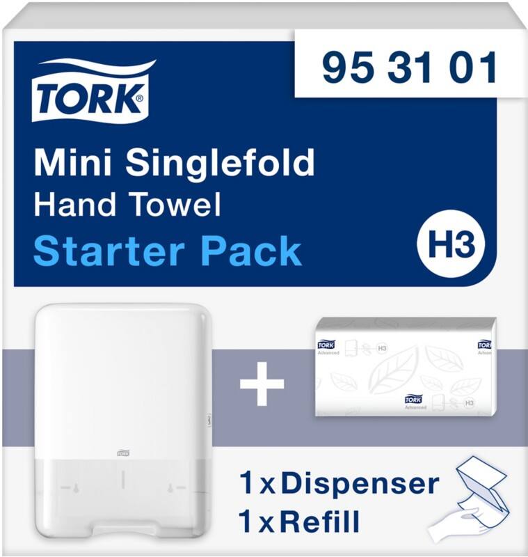 Tork Elevation Mini Singlefold 953101 H3 Paper Hand Towel Dispenser Plastic Lockable Manual White