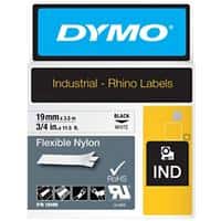 DYMO IND 18489 Rhino Vinyl Labels, Authentic, Self Adhesive Black Print on White 19 mm x 3.50 m