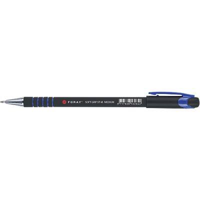 Foray Soft Grip ST-M Ballpoint Pen Medium 0.5 mm Blue Pack of 12