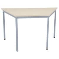 Niceday Trapezoidal Table with Maple Coloured MFC & Aluminium Top and Silver Frame 1200 x 600 x 750 mm