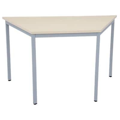 Niceday Trapezoidal Table with Maple Coloured MFC & Aluminium Top and Silver Frame 1200 x 600 x 750 mm