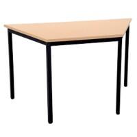 Niceday Trapezoidal Table with Beech Coloured MFC & Aluminium Top and Black Frame 1200 x 600 x 750 mm