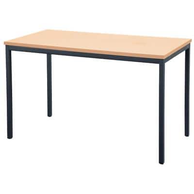 Niceday Rectangular Table with Maple Coloured MFC & Aluminium Top and Black Frame 1400 x 700 x 750 mm