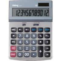 Viking Desktop Calculator 12 Digit Display Silver Battery, Solar AT-814