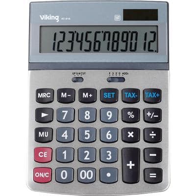 Office Depot Desktop Calculator AT-814 12 Digit Display Silver
