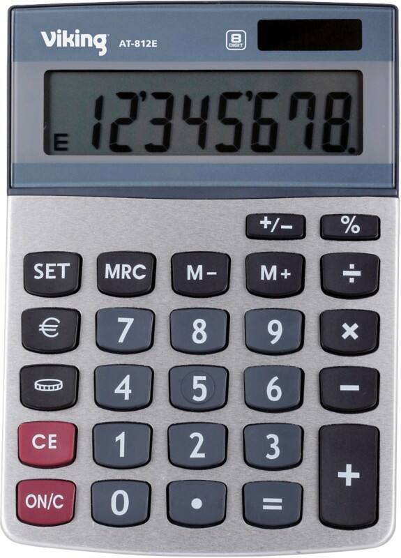 Viking Desktop Calculator AT-812E 8 Digit Display Grey