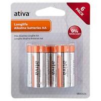 Ativa AA Alkaline Batteries Longlife LR6 1.5V Pack of 6