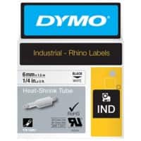 DYMO IND 18489 Industrial Heat Shrink Tube Self Adhesive Black on White 6 mm (W) x 1.5 m (L) 1  of 1.5 m