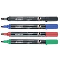 Niceday PCM2-5 Permanent Marker Broad Chisel 2-5 mm Assorted Waterproof Pack of 4