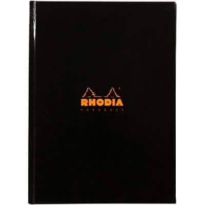 Rhodia Notebook 119231C A5 Ruled Casebound Cardboard Hardback Black 192 Pages 96 Sheets